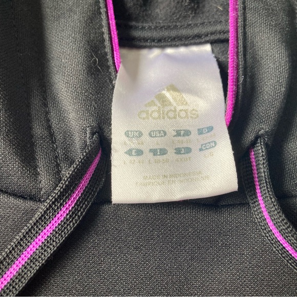 Adidas Activewear Black & Purple Long Sleeve Hoodie Sweatshirt Size L - Picture 4 of 4